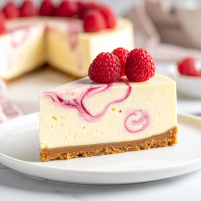 Raspberry and White Chocolate Cheesecake by Anderson Catering