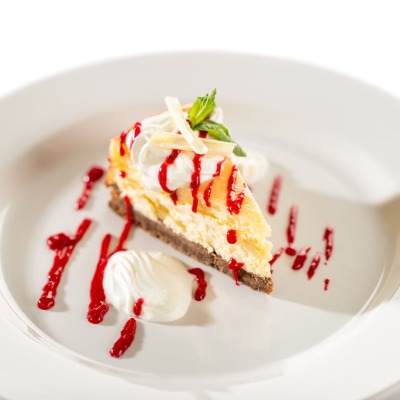 Raspberry & White Chocolate Cheesecake by Anderson Catering
